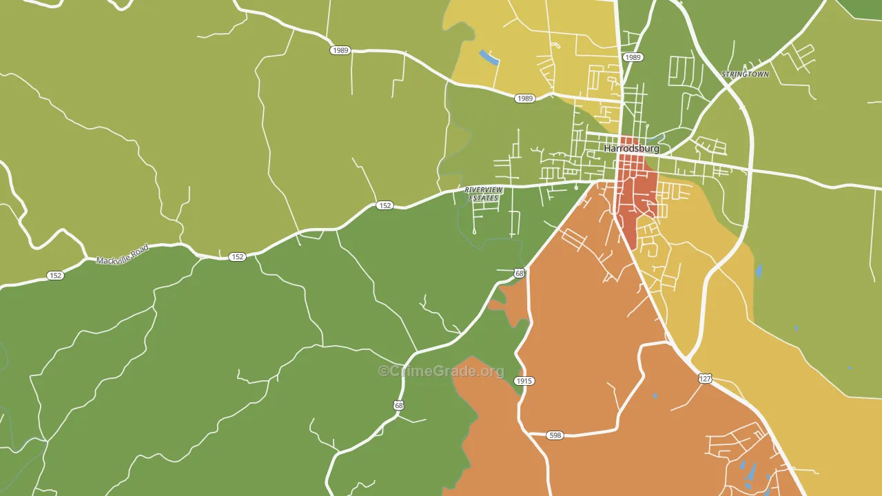 Riverview Estates, KY Map of Theft Rates