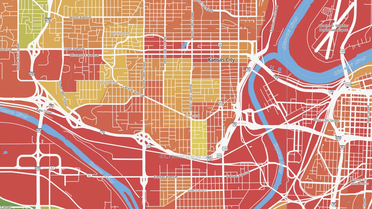 Riverview, Kansas City, KS Map of Theft Rates