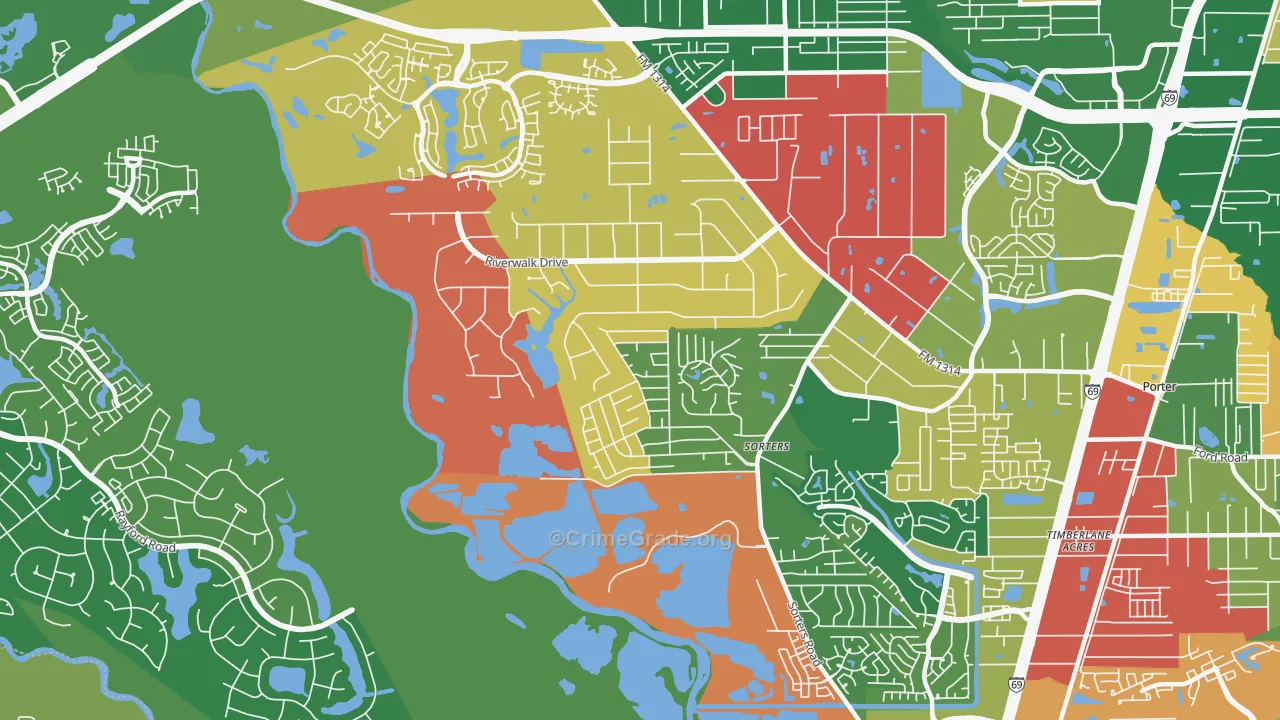 Riverwalk, Porter, TX Map of Theft Rates