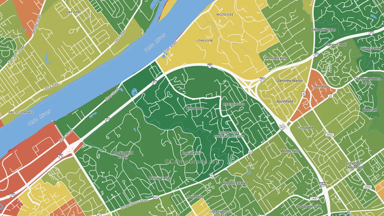 Riverwood, KY Map of Theft Rates