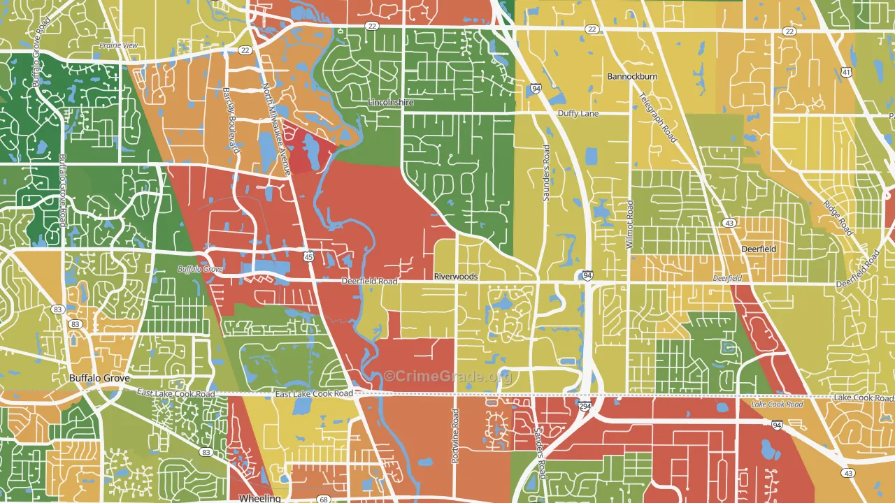 Riverwoods, IL Map of Theft Rates