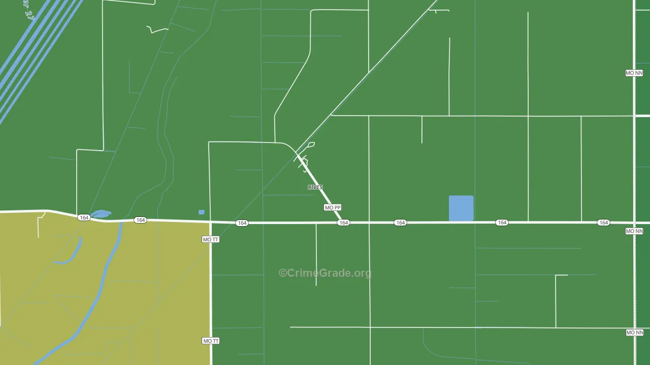 Rives, MO Map of Theft Rates