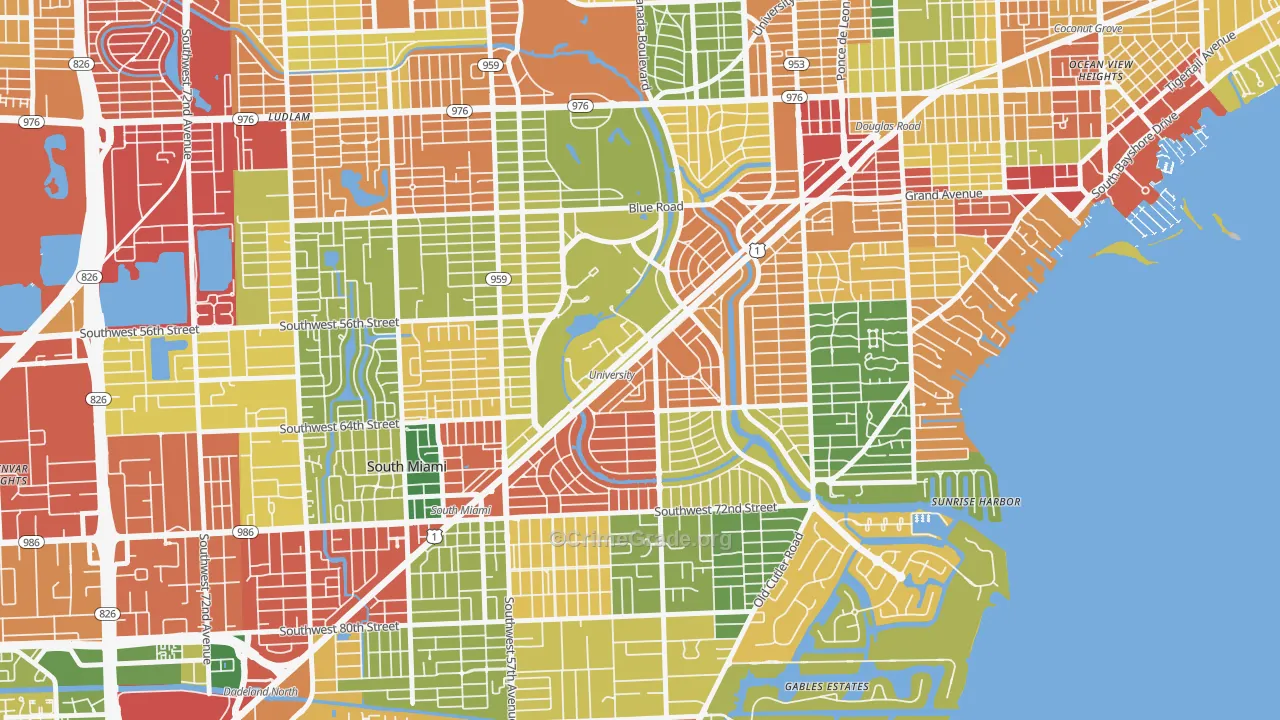 Riviera, Coral Gables, FL Map of Theft Rates