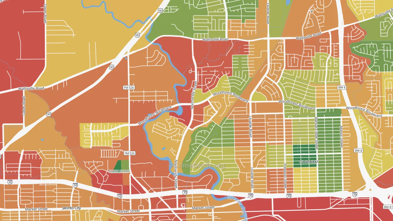 Riviera East, Houston, TX Map of Theft Rates