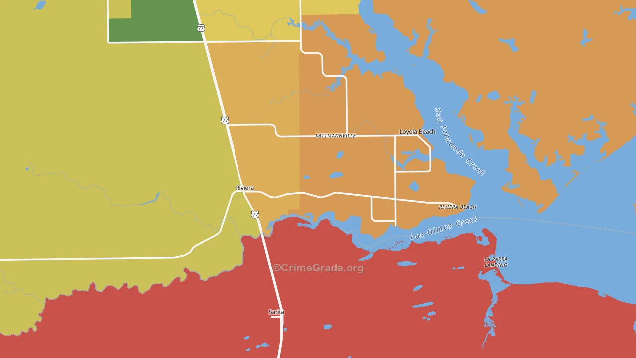 Riviera, TX Map of Theft Rates