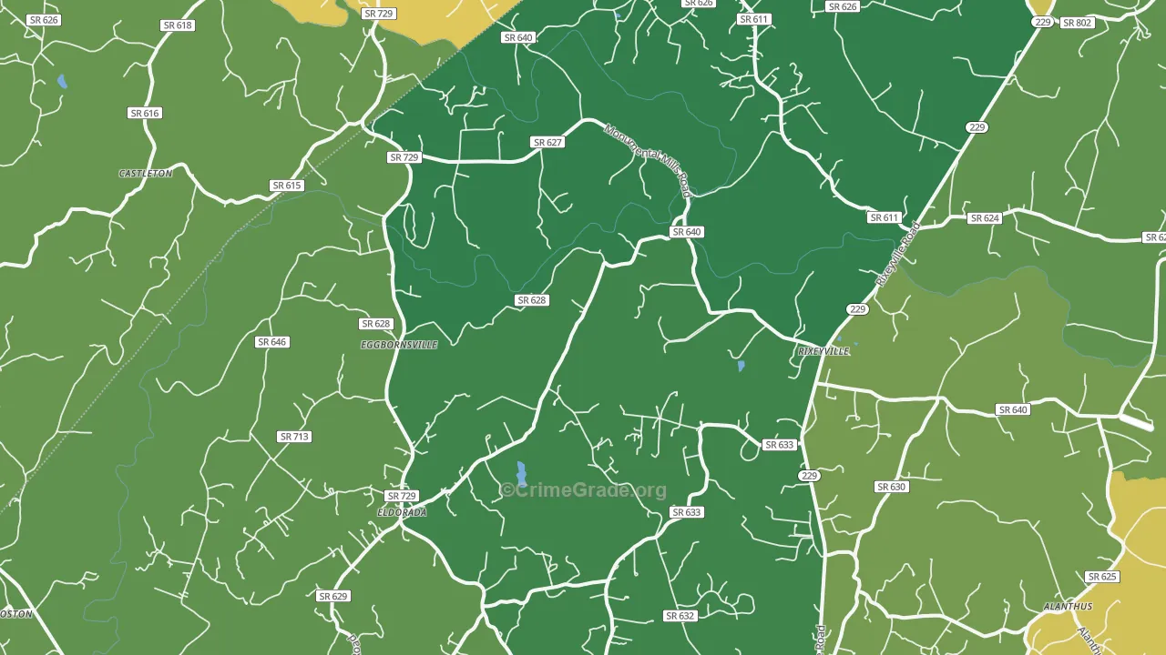 Rixeyville, VA Map of Theft Rates