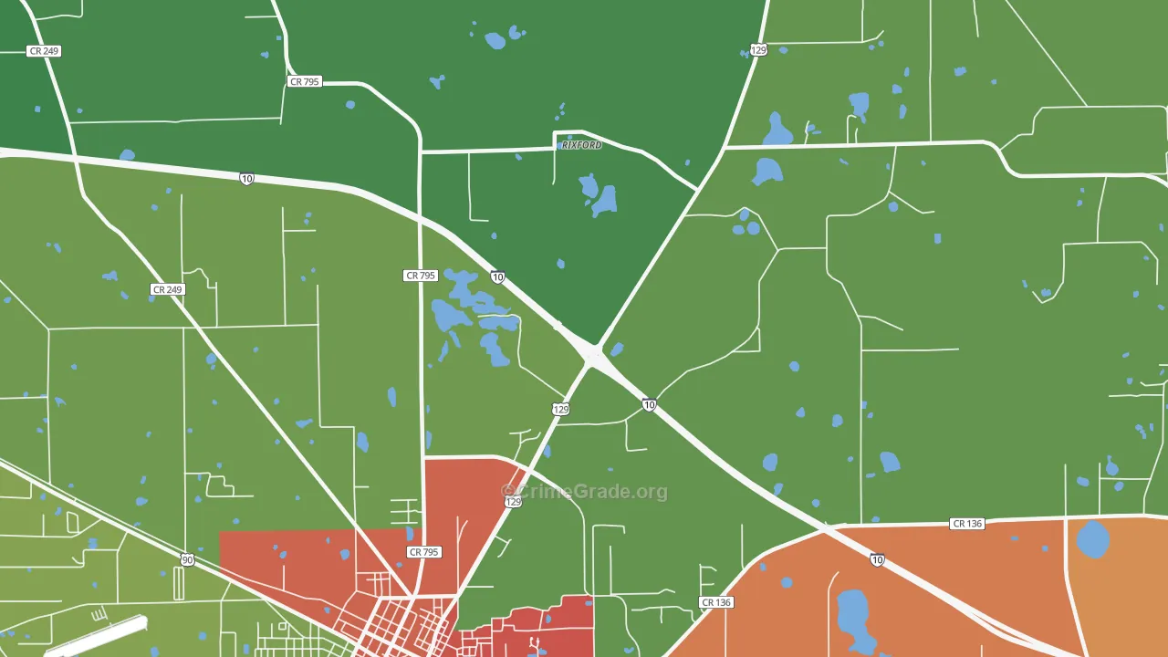 Rixford, FL Map of Theft Rates