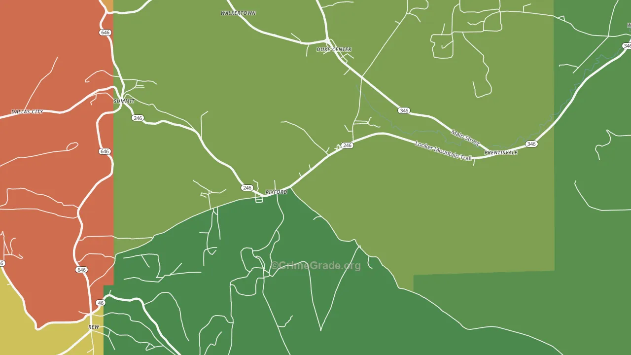 Rixford, PA Map of Theft Rates