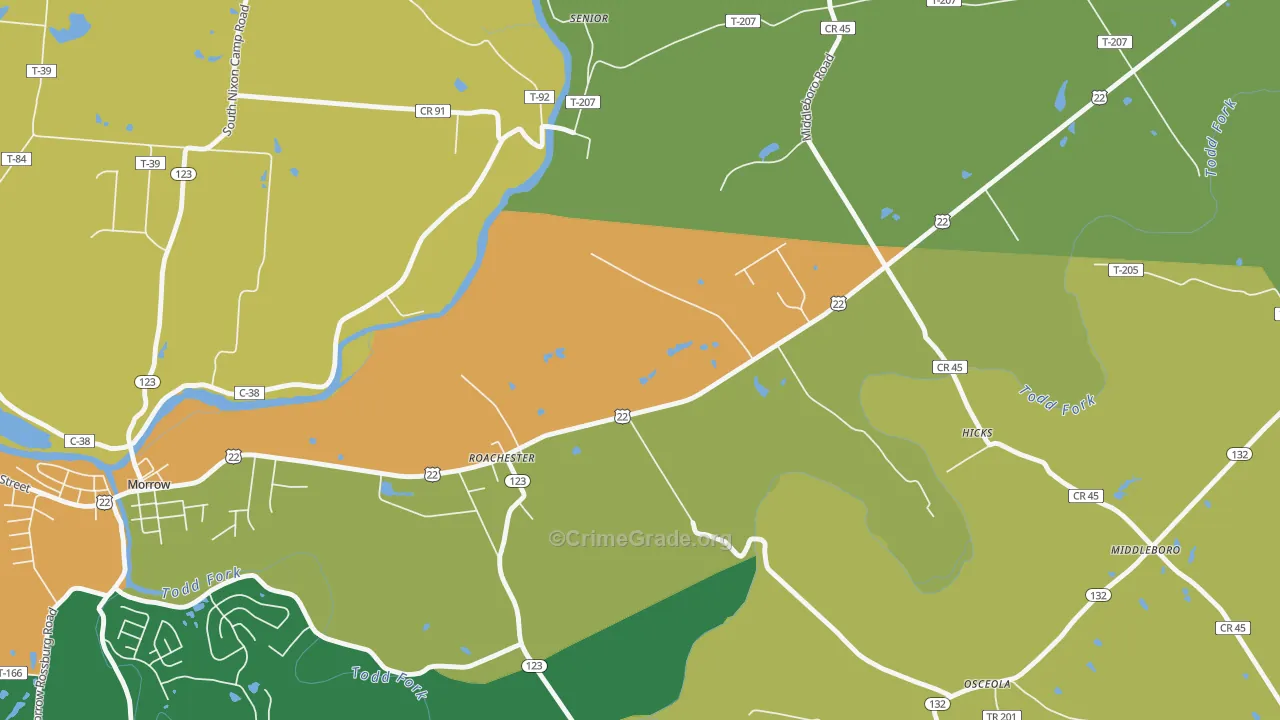 Roachester, OH Map of Theft Rates