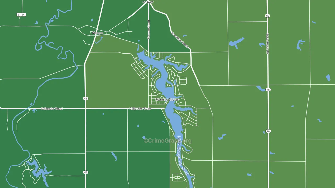 Roaming Shores, OH Map of Theft Rates