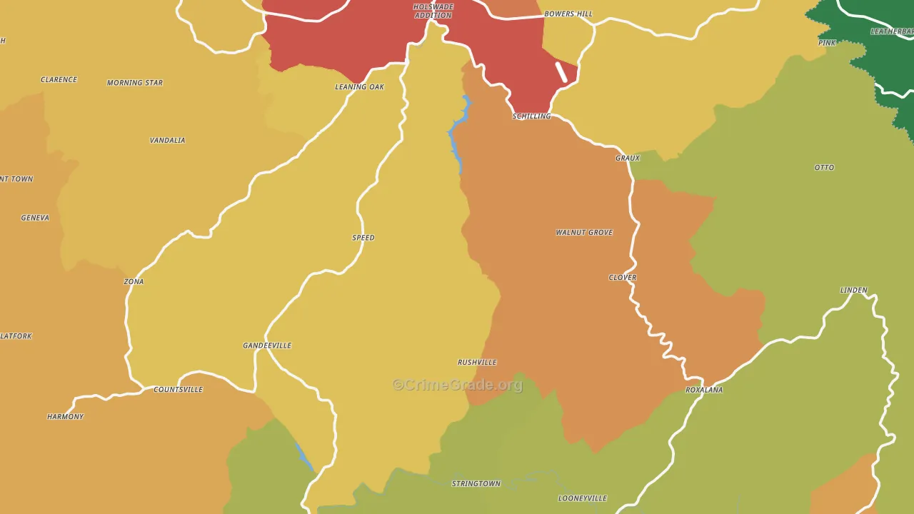 Roane County, WV Map of Theft Rates