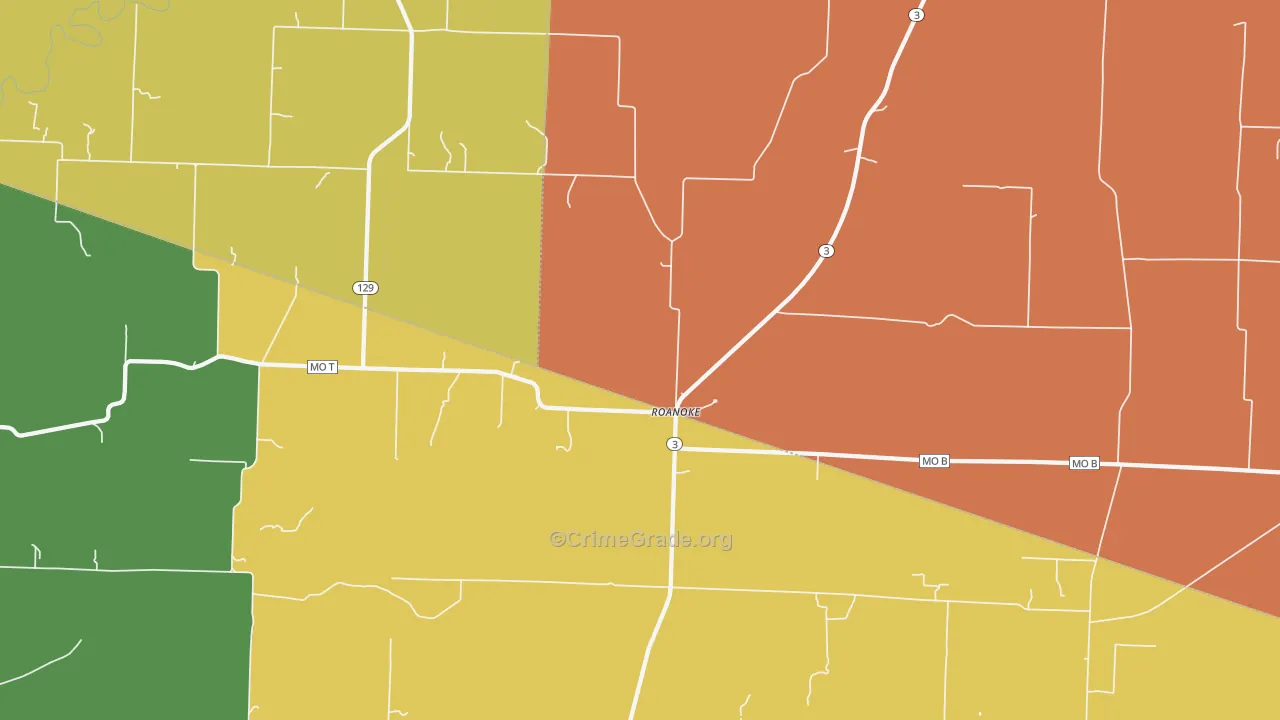 Roanoke, MO Map of Theft Rates