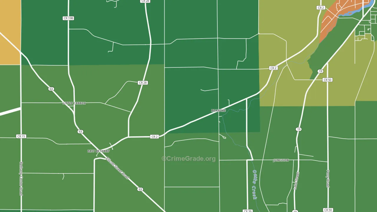 Roanoke, NY Map of Theft Rates
