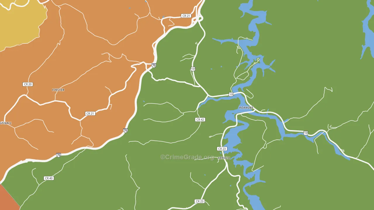 Roanoke, WV Map of Theft Rates