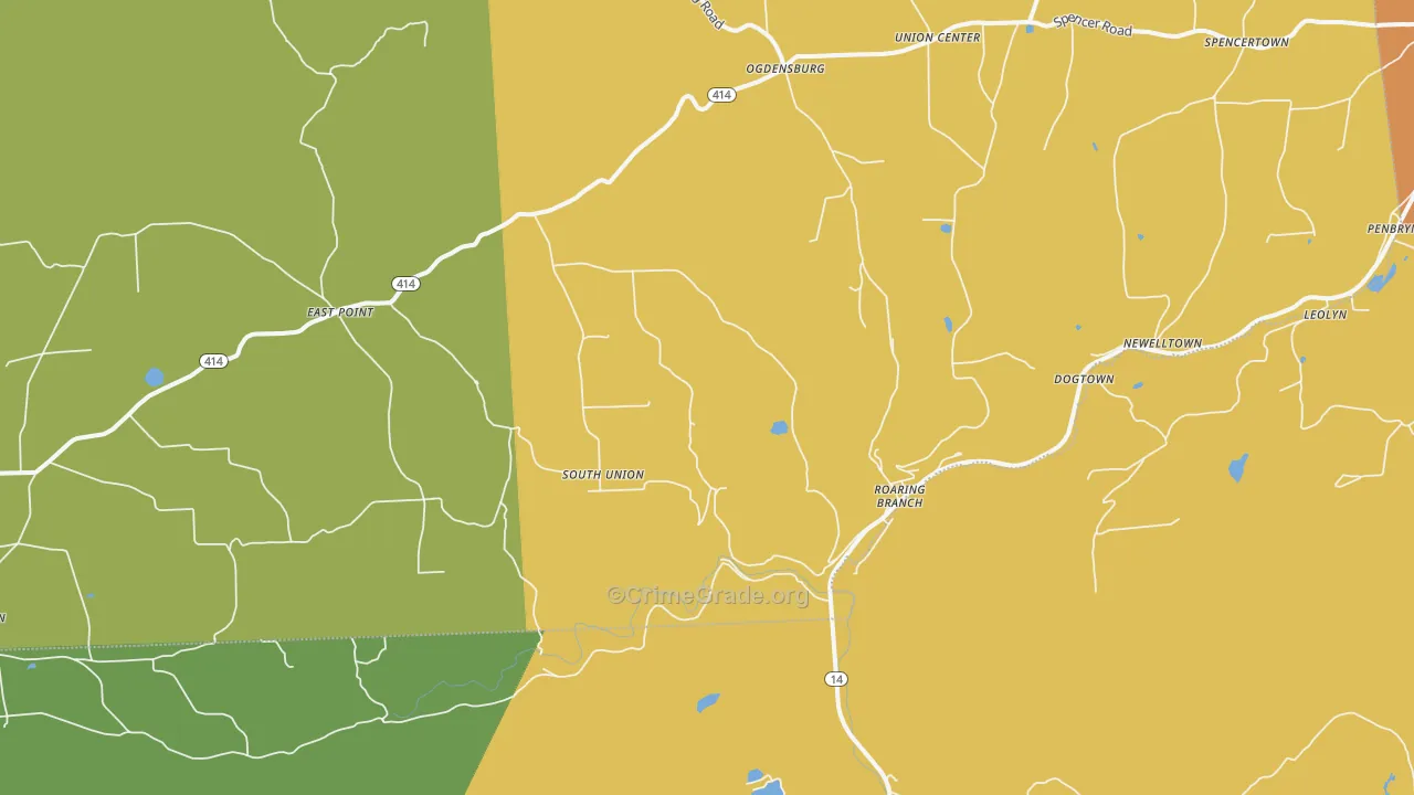 Roaring Branch, PA Map of Theft Rates