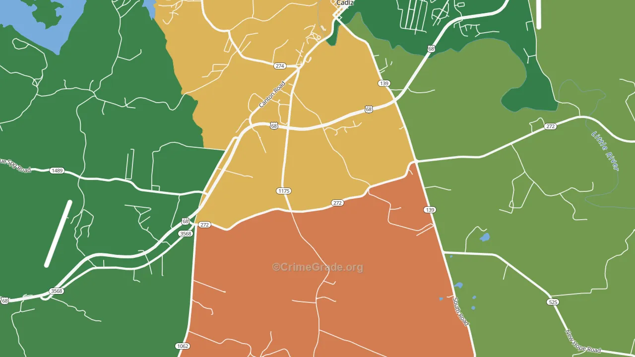 Roaring Spring, KY Map of Theft Rates