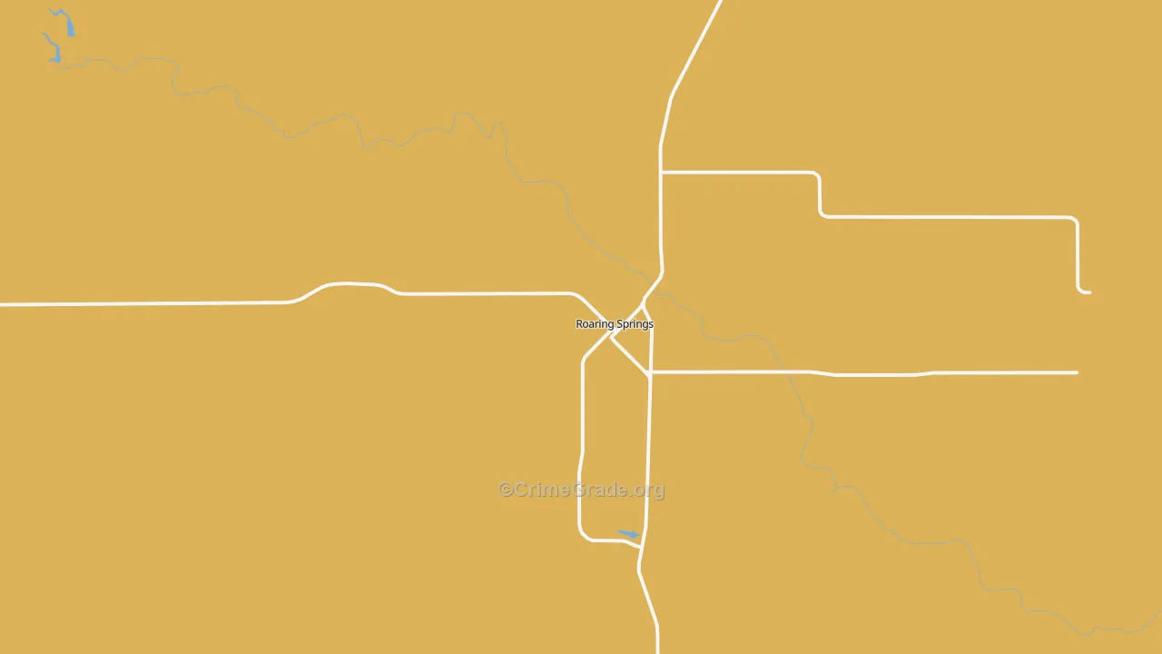 Roaring Springs, TX Map of Theft Rates