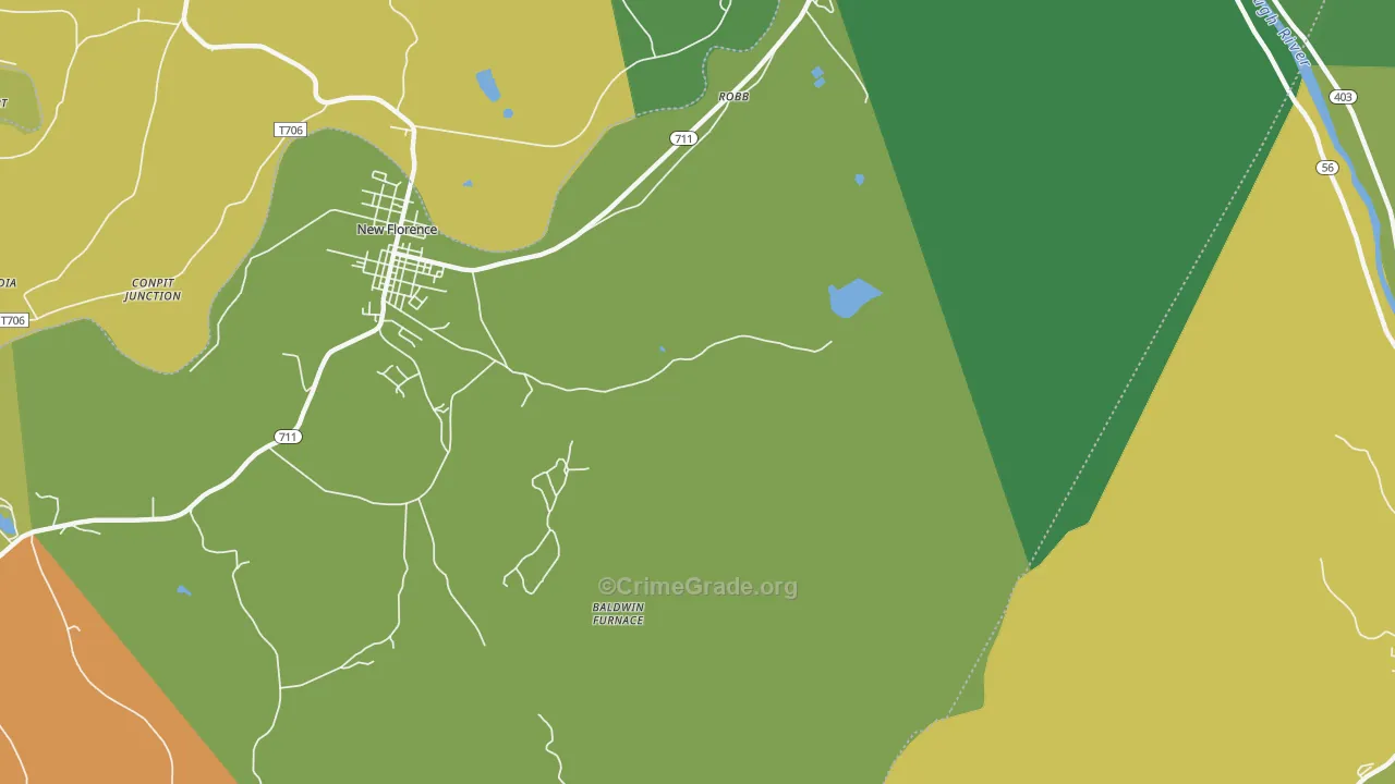 Robb, PA Map of Theft Rates