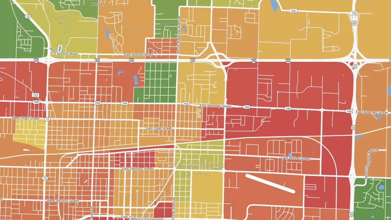 Robberson, Springfield, MO Map of Theft Rates