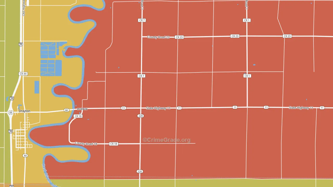 Robbin, MN Map of Theft Rates