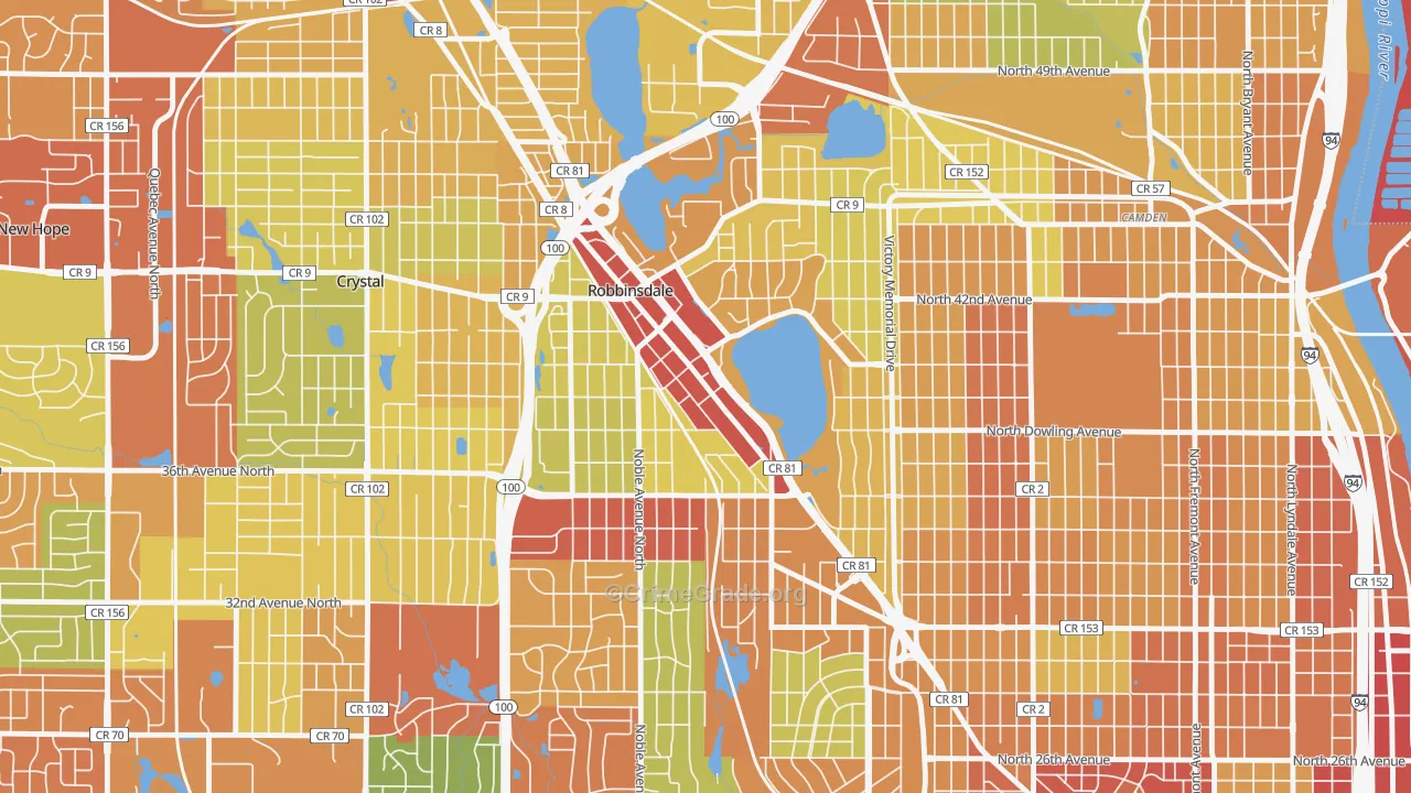 Robbinsdale, MN Map of Theft Rates