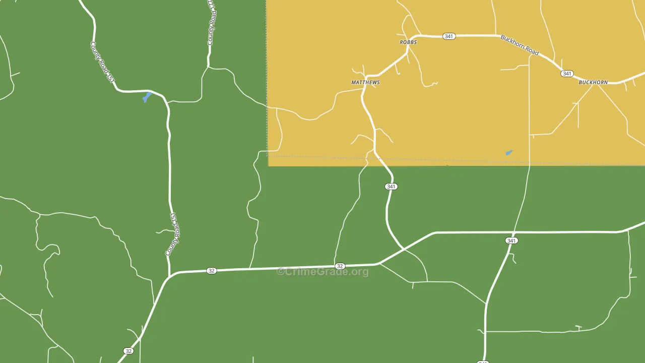 Robbs, MS Map of Theft Rates