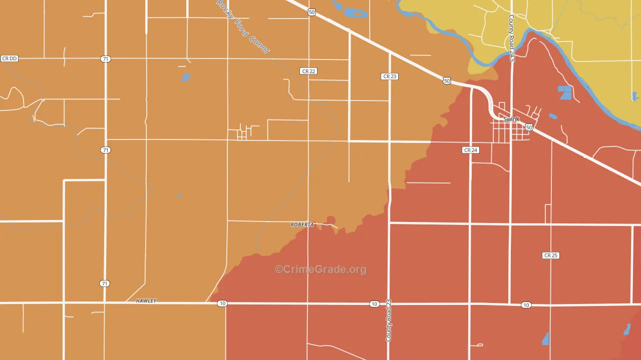 Roberta, CO Map of Theft Rates