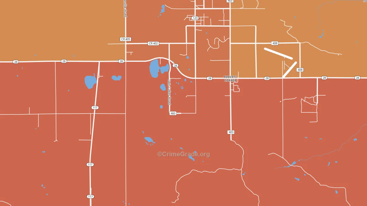 Roberts Corners, MI Map of Theft Rates