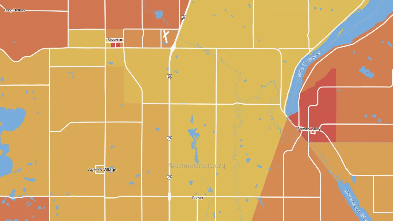 Roberts County, SD Map of Theft Rates