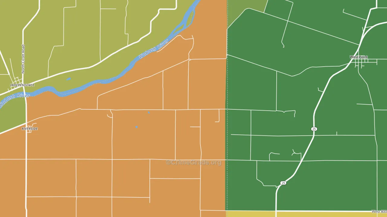 Roberts, IN Map of Theft Rates