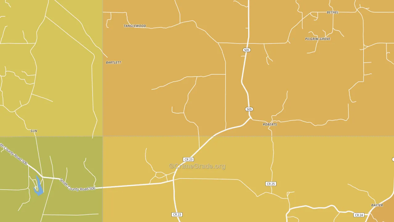 Roberts, MS Map of Theft Rates
