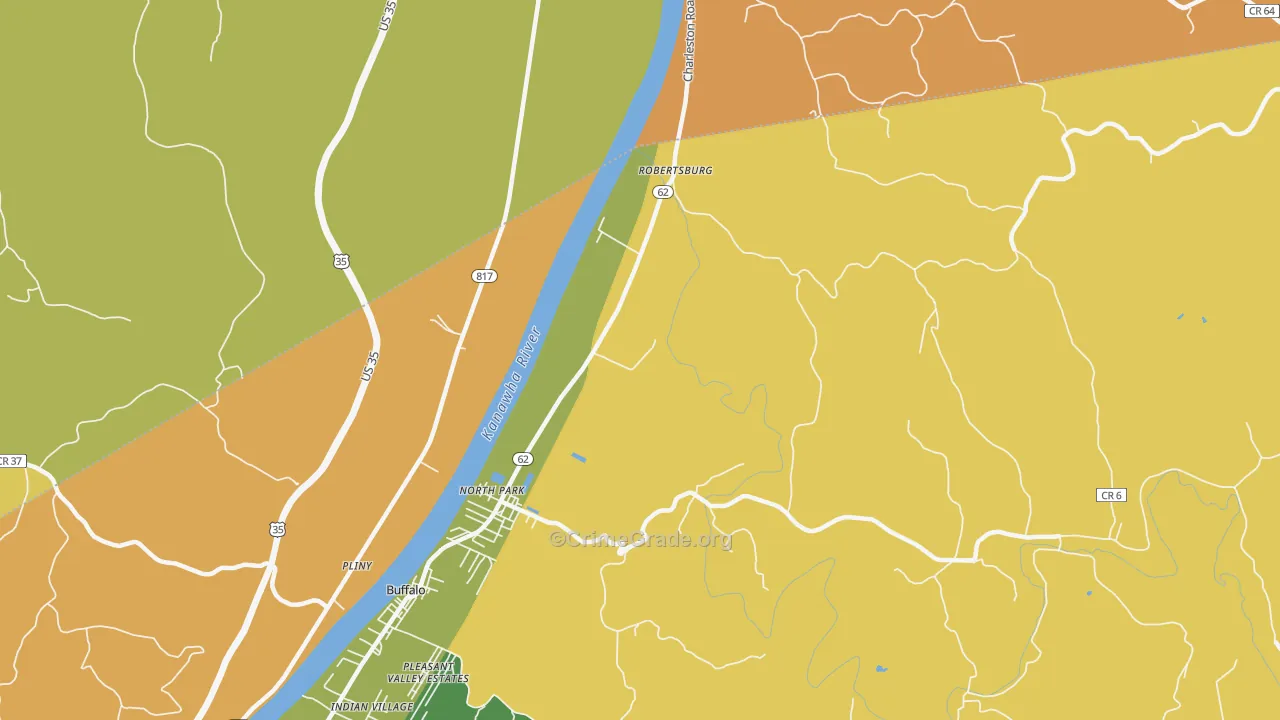 Robertsburg, WV Map of Theft Rates