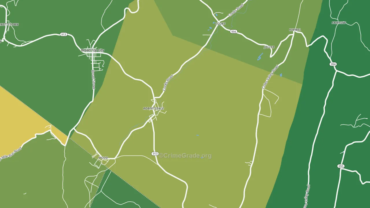Robertsdale, PA Map of Theft Rates