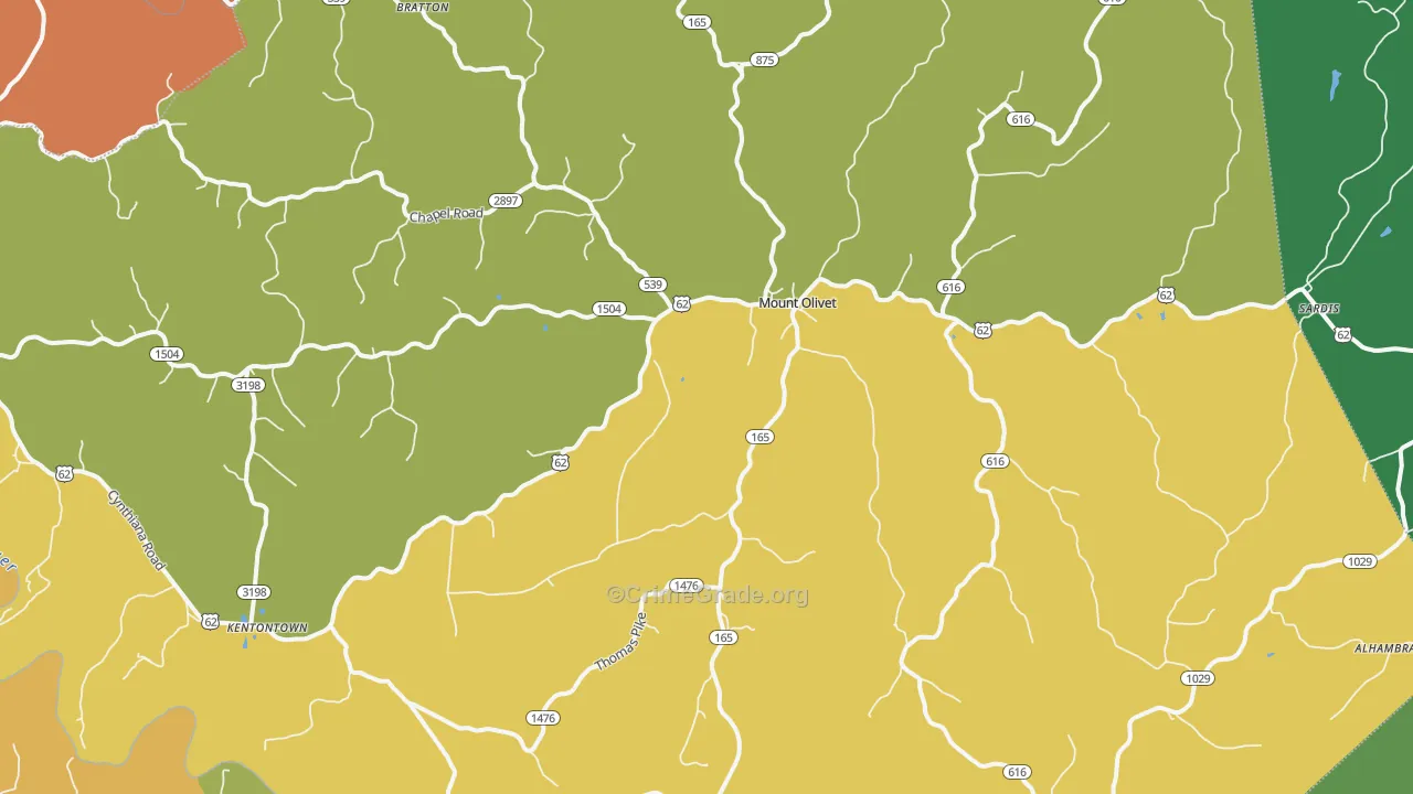 Robertson County, KY Map of Theft Rates