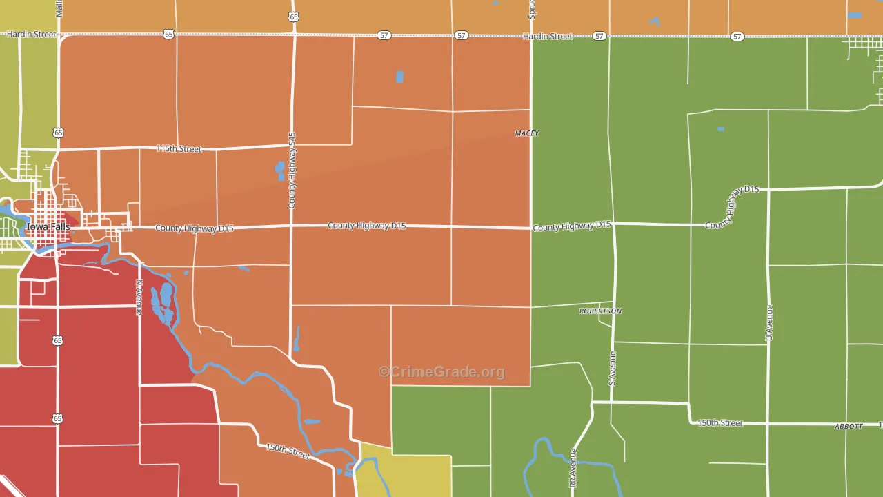 Robertson, IA Map of Theft Rates