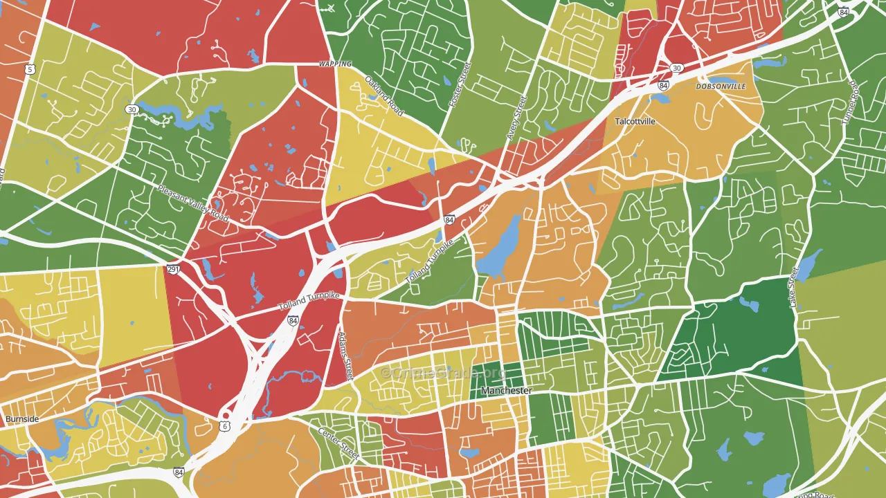 Robertson, Oakland, CT Map of Theft Rates