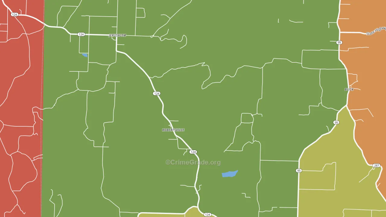 Robertsville, AR Map of Theft Rates