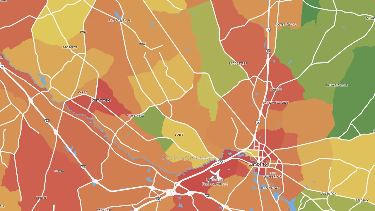 Robeson County, NC Map of Theft Rates