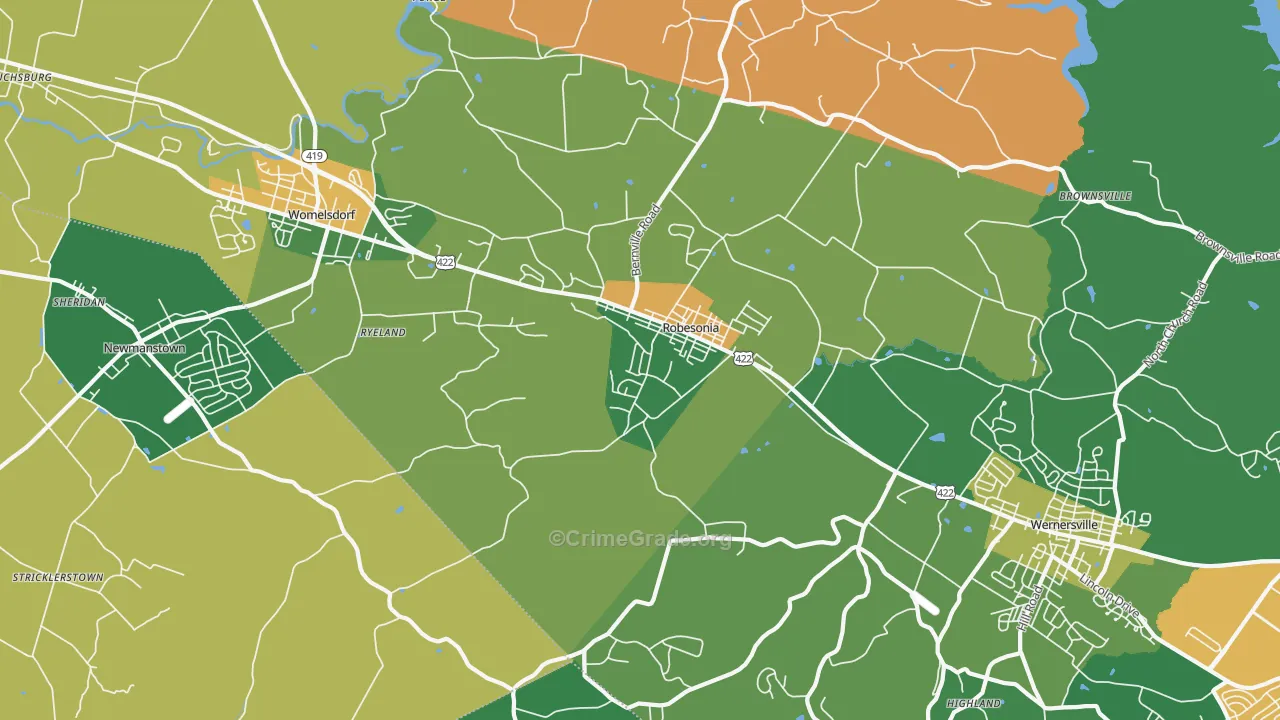 Robesonia, PA Map of Theft Rates