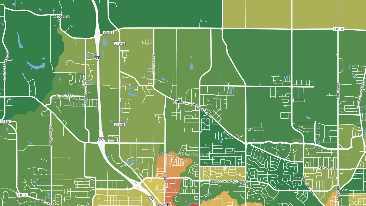 Robins, IA Map of Theft Rates