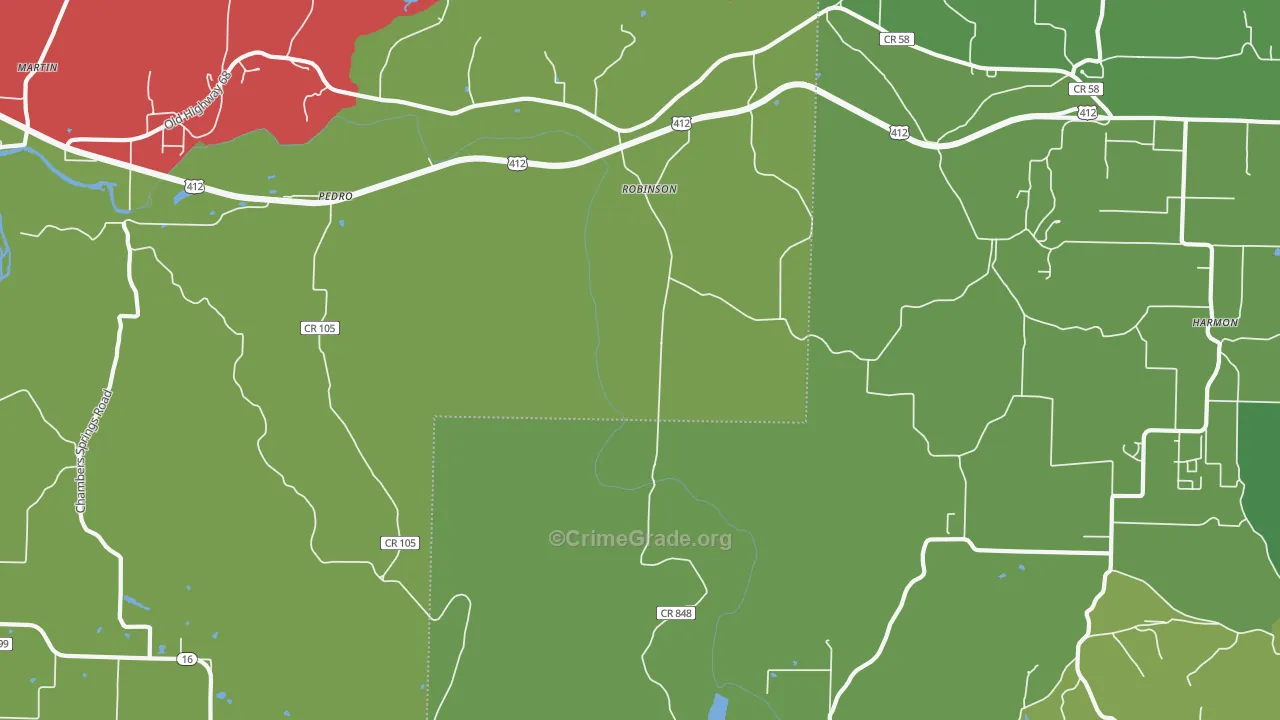 Robinson, AR Map of Theft Rates