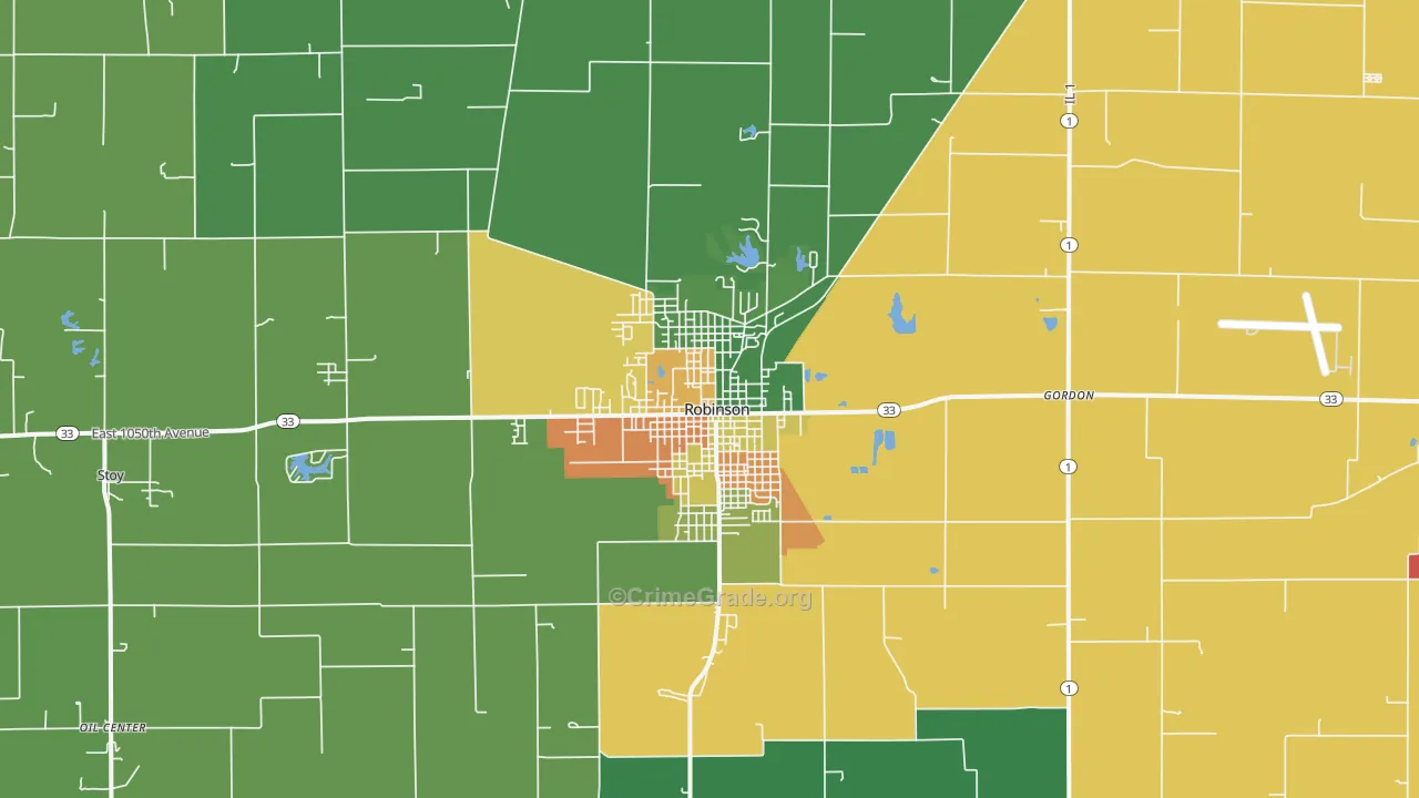 Robinson, IL Map of Theft Rates