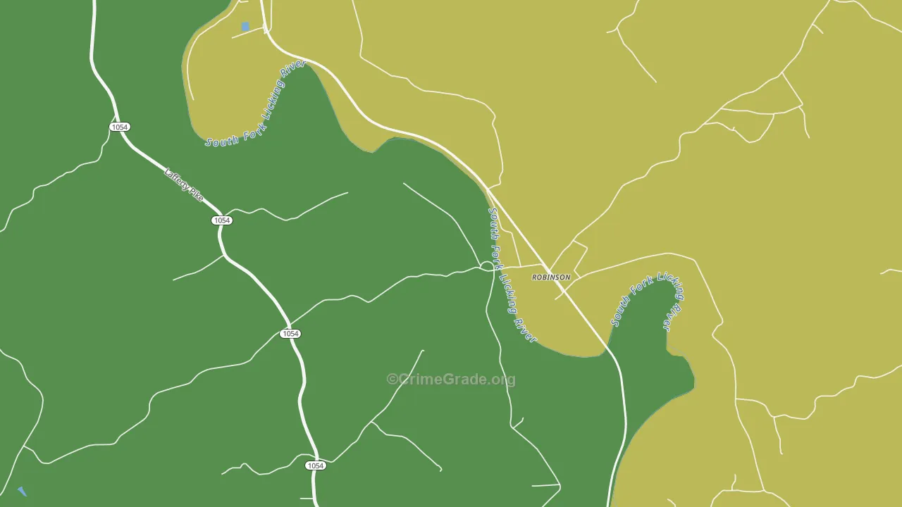 Robinson, KY Map of Theft Rates