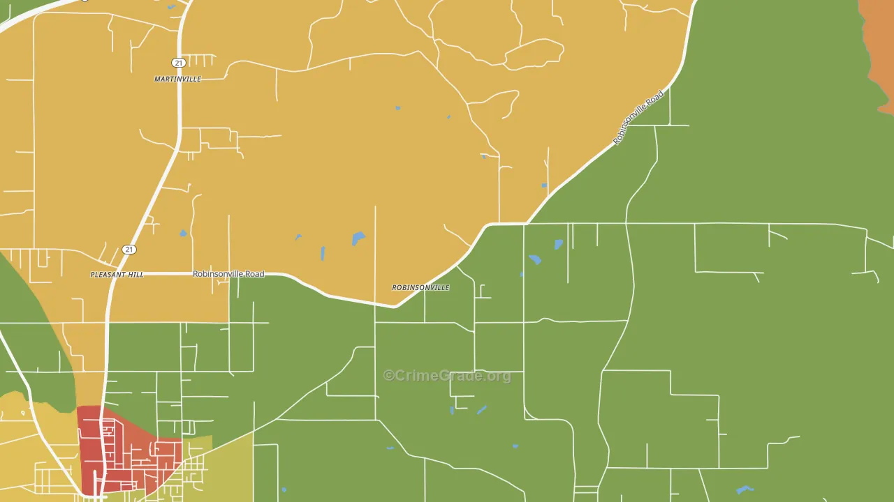 Robinsonville, AL Map of Theft Rates