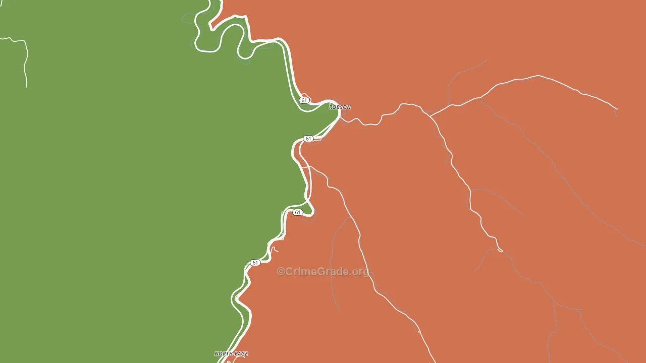 Robson, WV Map of Theft Rates