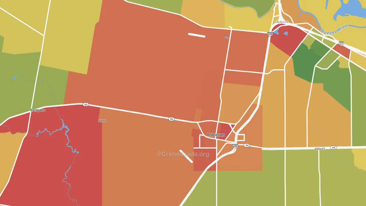Robstown, TX Map of Theft Rates