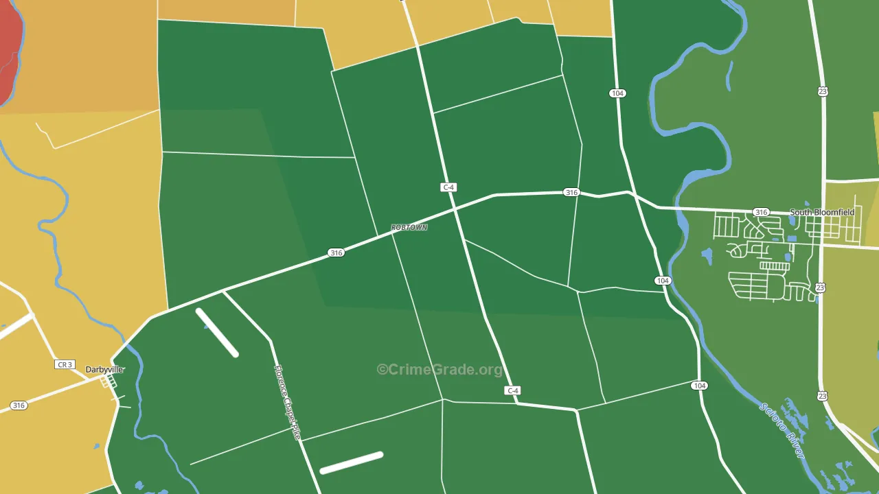 Robtown, OH Map of Theft Rates