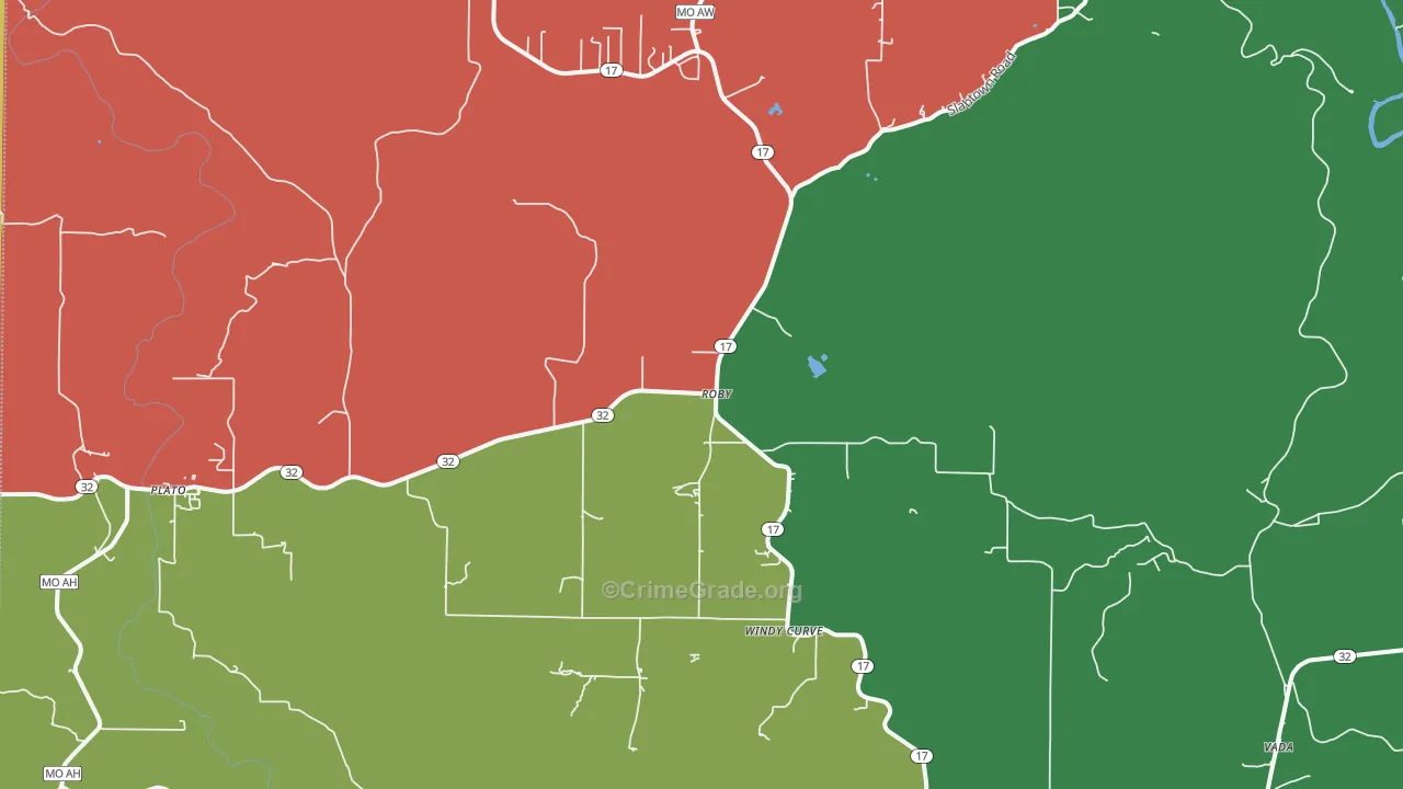 Roby, MO Map of Theft Rates