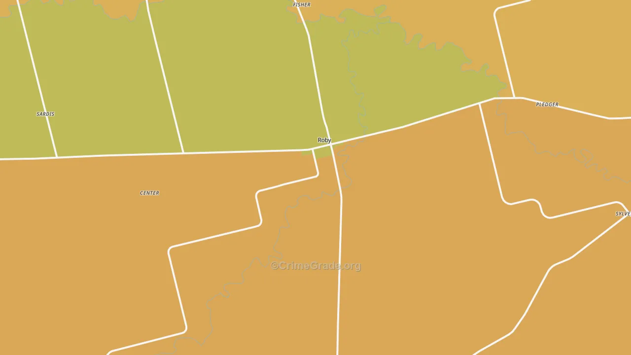 Roby, TX Map of Theft Rates