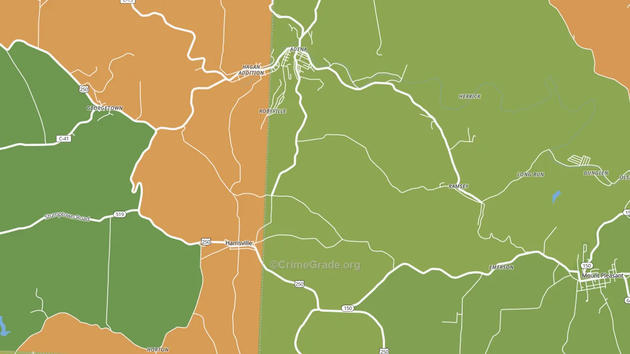 Robyville, OH Map of Theft Rates